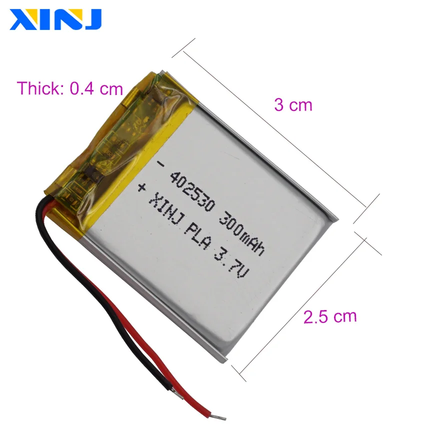 Wholesale  10pcs 3.7V 300mAh 1.11Wh Polymer Li Lithium Battery 402530 For Music Player GPS Car Camera Bluetooth Speaker DashCam — view 2