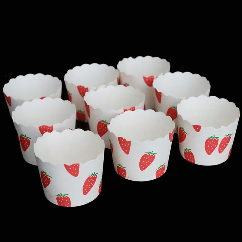 50pcs/bag Kitchen Baking Tools Red Strawberry Letters Cupcake Paper Muffin Liner Cases for Birthday Wedding Baking Accessory