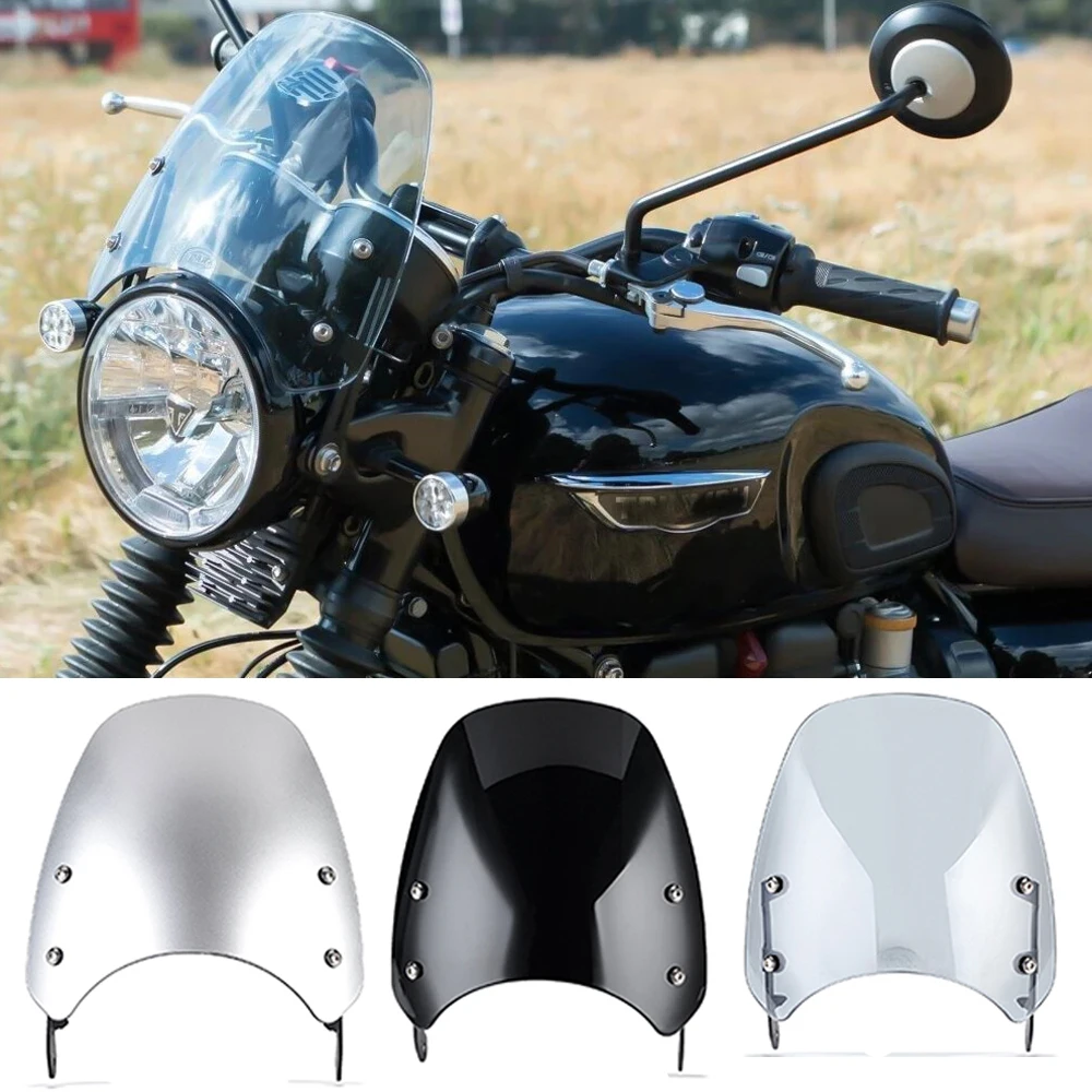 Motorcycle Windscreen Windshield For Triumph Thruxton 900 Bonneville T100 T120 Headlight Fairing Wind Deflector