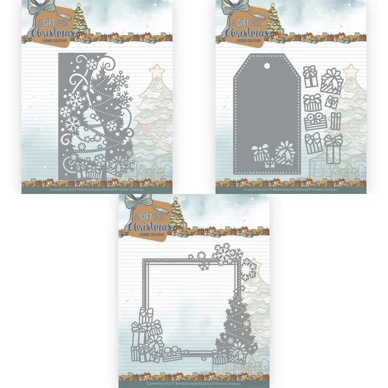 Mmao Craft Metall-Stanzformen, Schneidformen, Weihnachtsbaum-Rahmen, Etiketten, Scrapbook-Papier, Bastelmesser, Schablonen, Stanzklingen