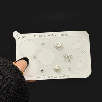 Senior Luxury 3D Bow Pearl Love Heart Decoration Camera Lens Protector for iPhone 17 Pro Max 17 Pro Protective Glass Lens 1