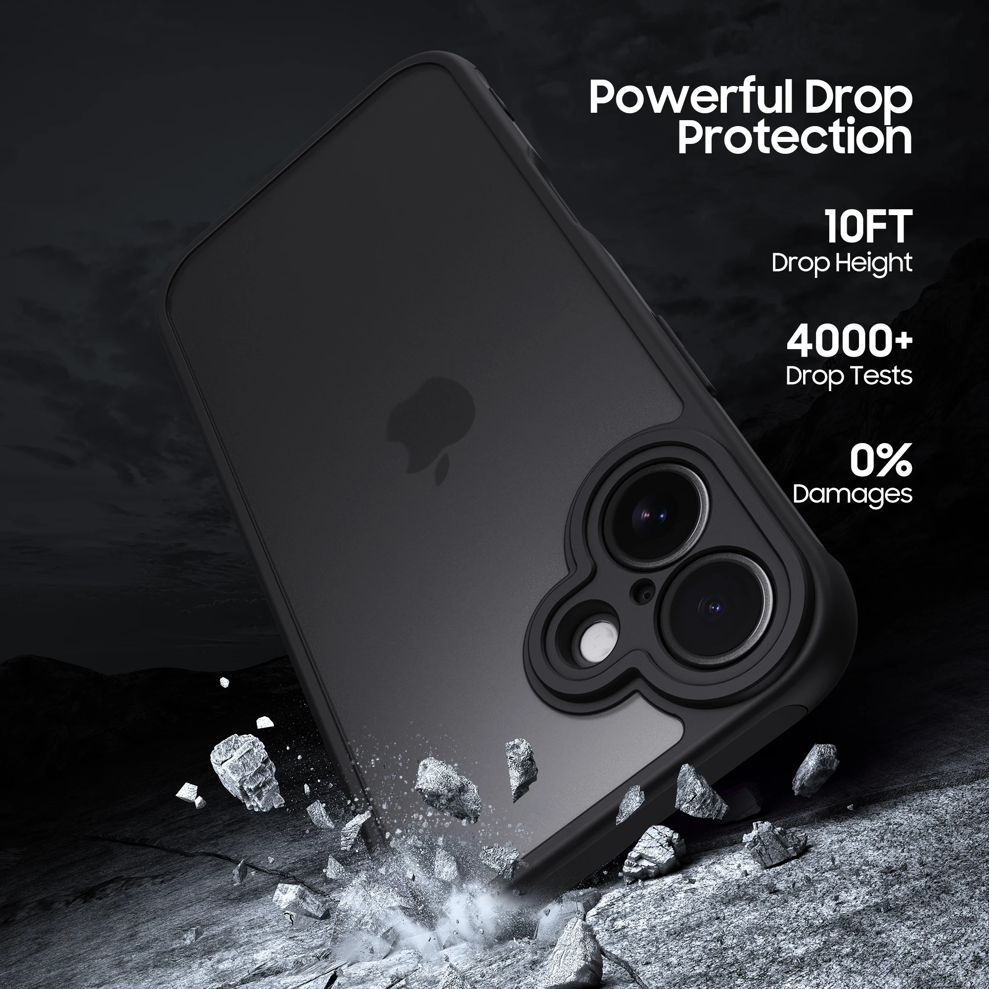 Sleek Matte Translucent Phone Case with Black Clear Back Cover