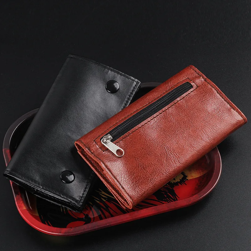 Custodia per tabacco in pelle PU Custodia per portafoglio Borsa per tabacco Custodia per erbe Borsa portatile per pipa da fumo Borsa per carta da rotolamento per sigarette - immagine 3