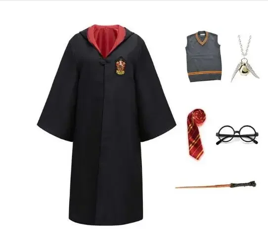 thumbnail image 1 of Uniforme escolar de Marfa, disfraz de Hogwarts, túnicas mágicas, capa de Gryffindor, suéter de Hufflepuff, corbata de Slytherin, falda de Hermione, 1 of 5