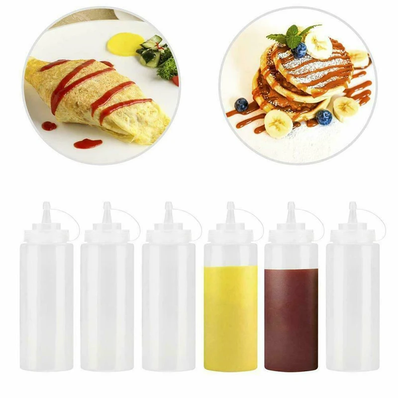 1/2pcs Squeeze Condiment Bottles With Nozzles Ketchup BBQ Sauces Olive Oil Bottle Dispenser Squeeze Sauce Bottle Kitchen Gadget