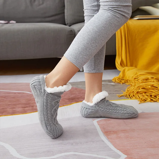 Winter Woolen Socks Women Thicken Warm Home Bedroom Socks Slippers Men Non-slip Foot Warmer Snow Socks Calcetines Mujer 4