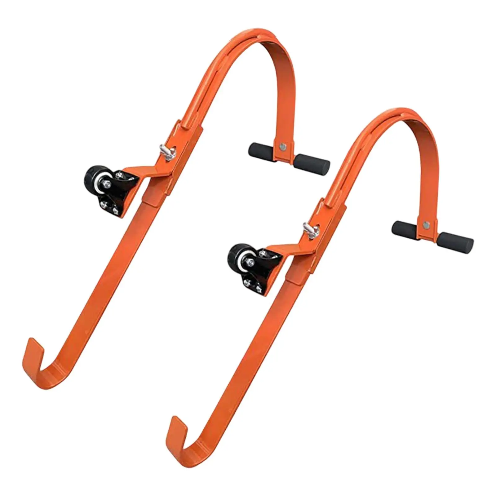 2x Ladder Roof Hooks with Wheel Adjustable Holes Anti Slip Ladder Stabilizer