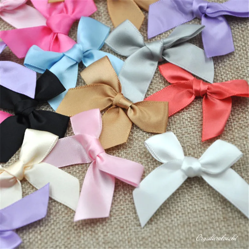 

300pcs Satin ribbon bow flower Kid's DIY Party supply Gift Packing Lots 10 colors