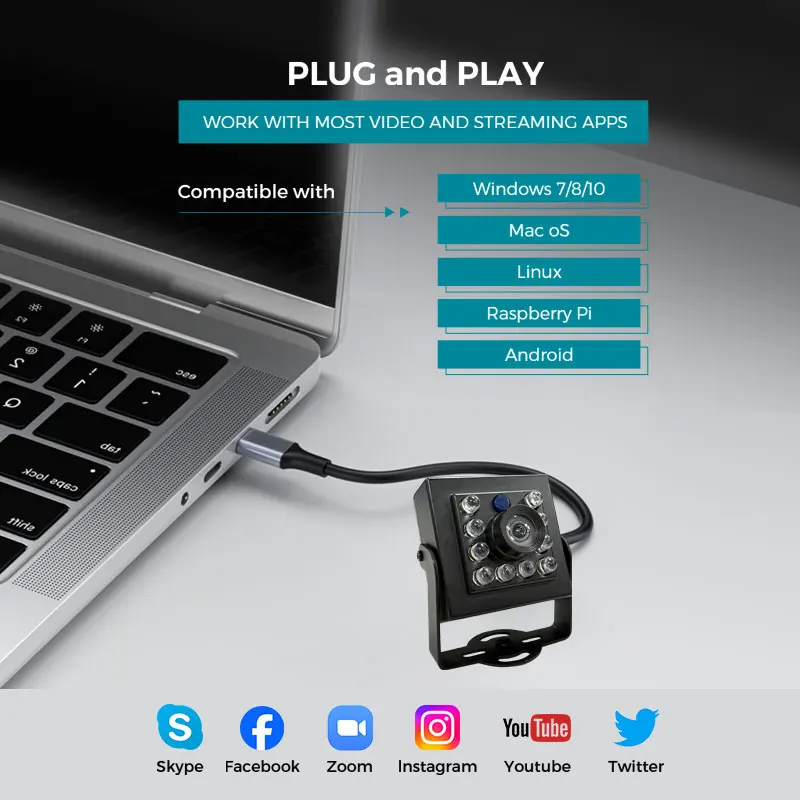 USB Night Vision Camera Infrared 850nm 2MP 1080P 5MP 4K 8MP IR wecbam 30FPS USB Plug and Play for PC windows liunx Android 4