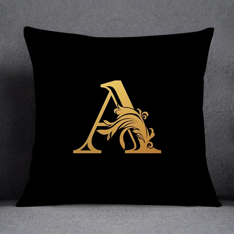 Tyrant gold letter series pattern decorative pillowcase, square  home office decoration (45cm * 45cm)