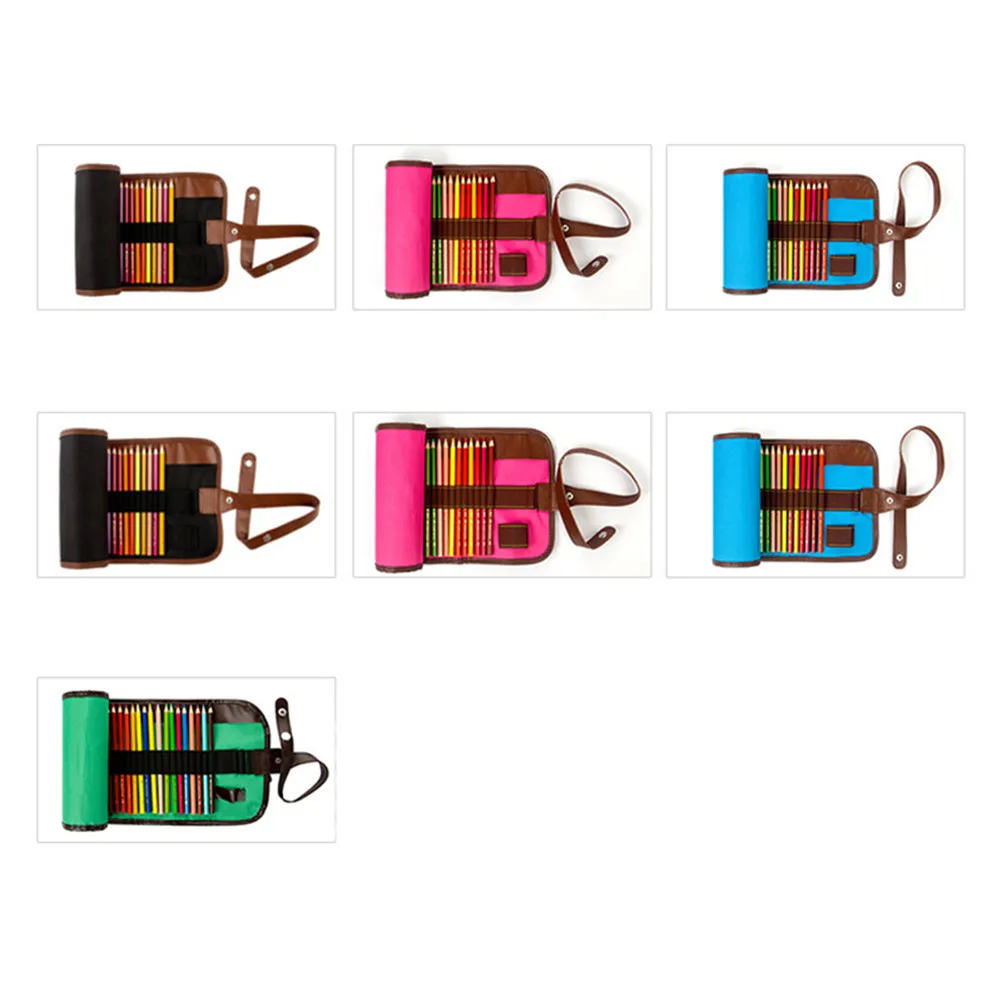 롤업 펜슬 케이스 캔버스 수납 파우치 색연필 정리함 48 슬롯 컴팩트 컬러 펜슬 정리함 예술가에게 적합