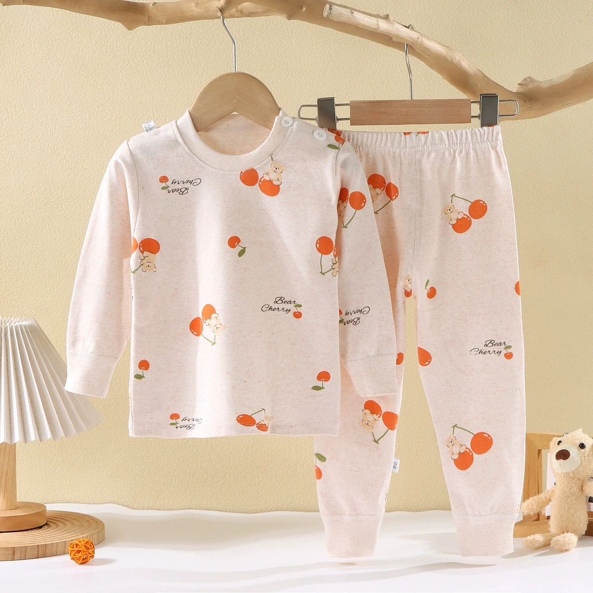 Kids Cartoon Animal Pajama Set Toddler Boys Girls Long Sleeve Cotton Sleepwear Children's Squirrel/Bear/Whale Homewear Outfit