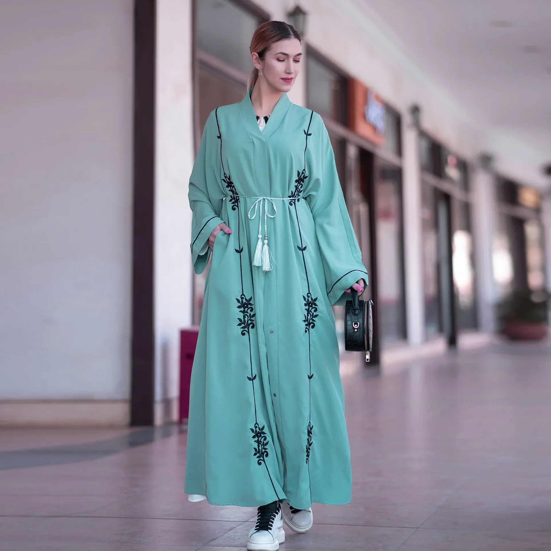 Embroidery Abaya Kimono Muslim Women Hijab Dress Kaftan Robe Open Abayas for Party Dubai Luxury Turkey Ramadan Eid Islam Outfit