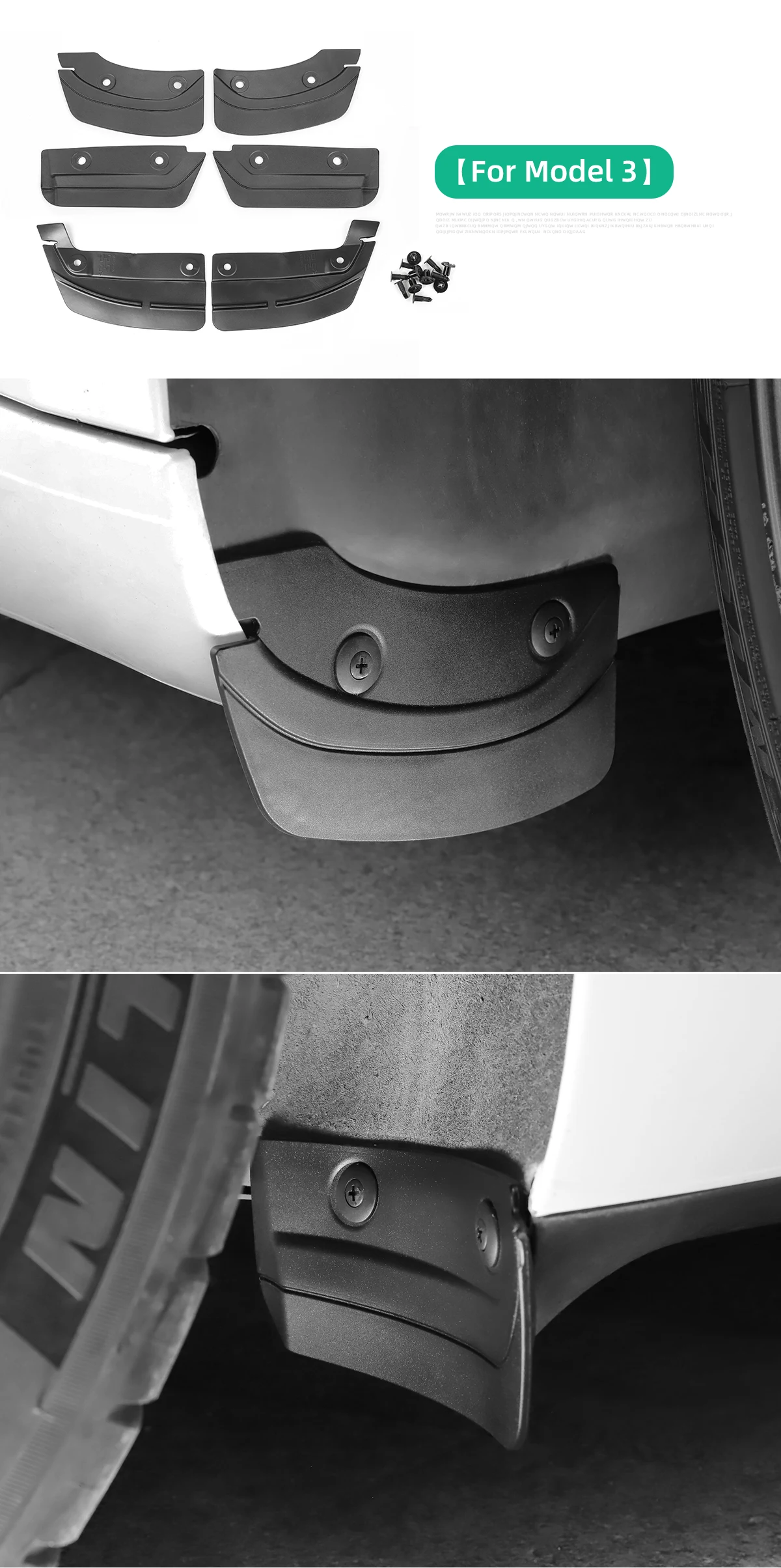 LUCKEASY Für Tesla Model Y 2020–2024, Hinterrad-Schmutzfänger, Auto-Modifikationszubehör, Spritzschutz, Schlamm-Kotflügel-Set – Detail 19