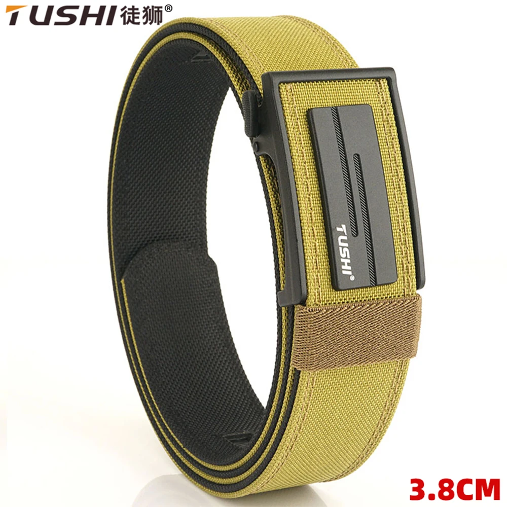 TUSHI New Hard Tactical Belt for Men Metal Automatic Buckle Gun Belt 1100D Nylon Military Belt IPSC Outdoor Sports Girdle Male