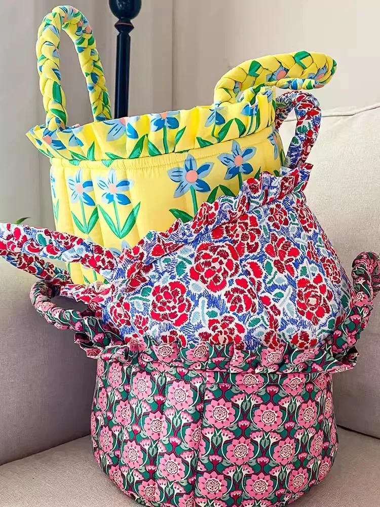 Sweet Floral Women's Bento Handbags Retro Patchwork Ladies Tote Shoulder Bags Retro Flower Female Storage Shopper Bag Purse