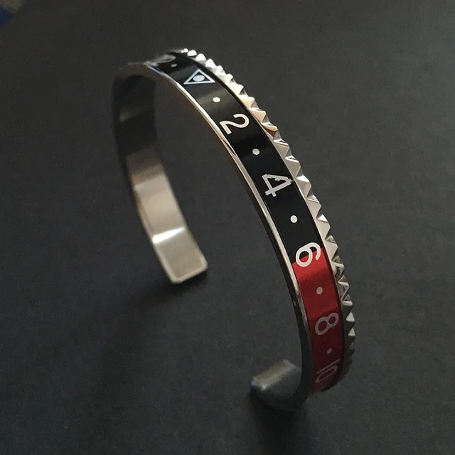 2021 Dial Steel Speedometer Bracelets & Bangles bracciale uomo Stainless Steel Bangles Cuff Bangle Bezel Pulseiras Bijoux black red