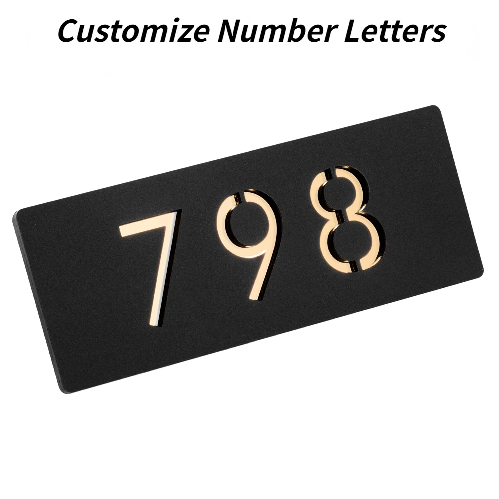 Modern Acrylic House Number Door Plates Shop Signboard Customized Letter Family Name for Cafe Apartment Villa Home Hotel Mailbox