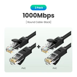 High-Speed Cat6 Gigabit Ethernet Cable with RJ45 Shielding - 1m (Cat 6 Round 2pcs)