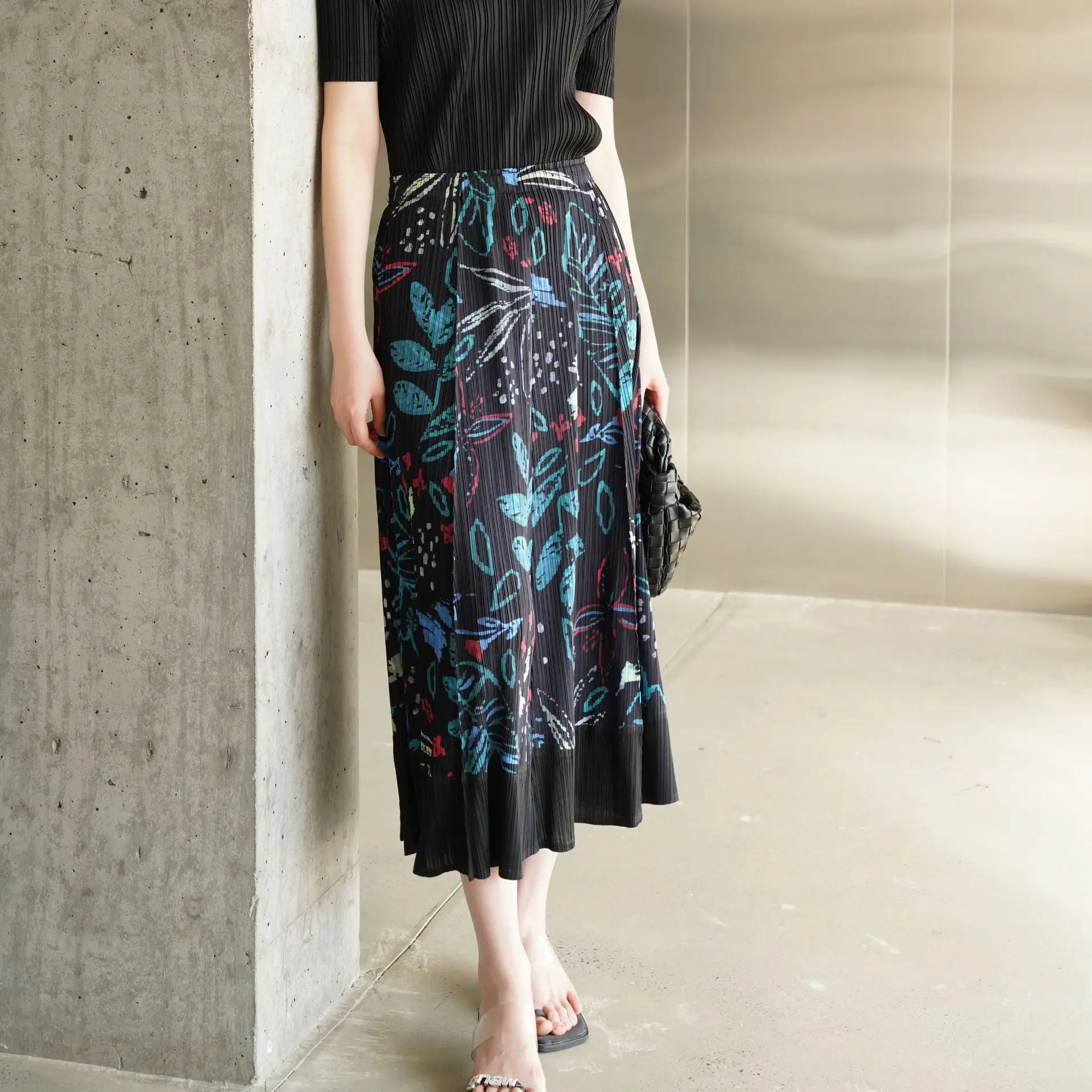 

Женская плиссированная юбка миаке, модная юбка большого размера с принтом и широким подолом