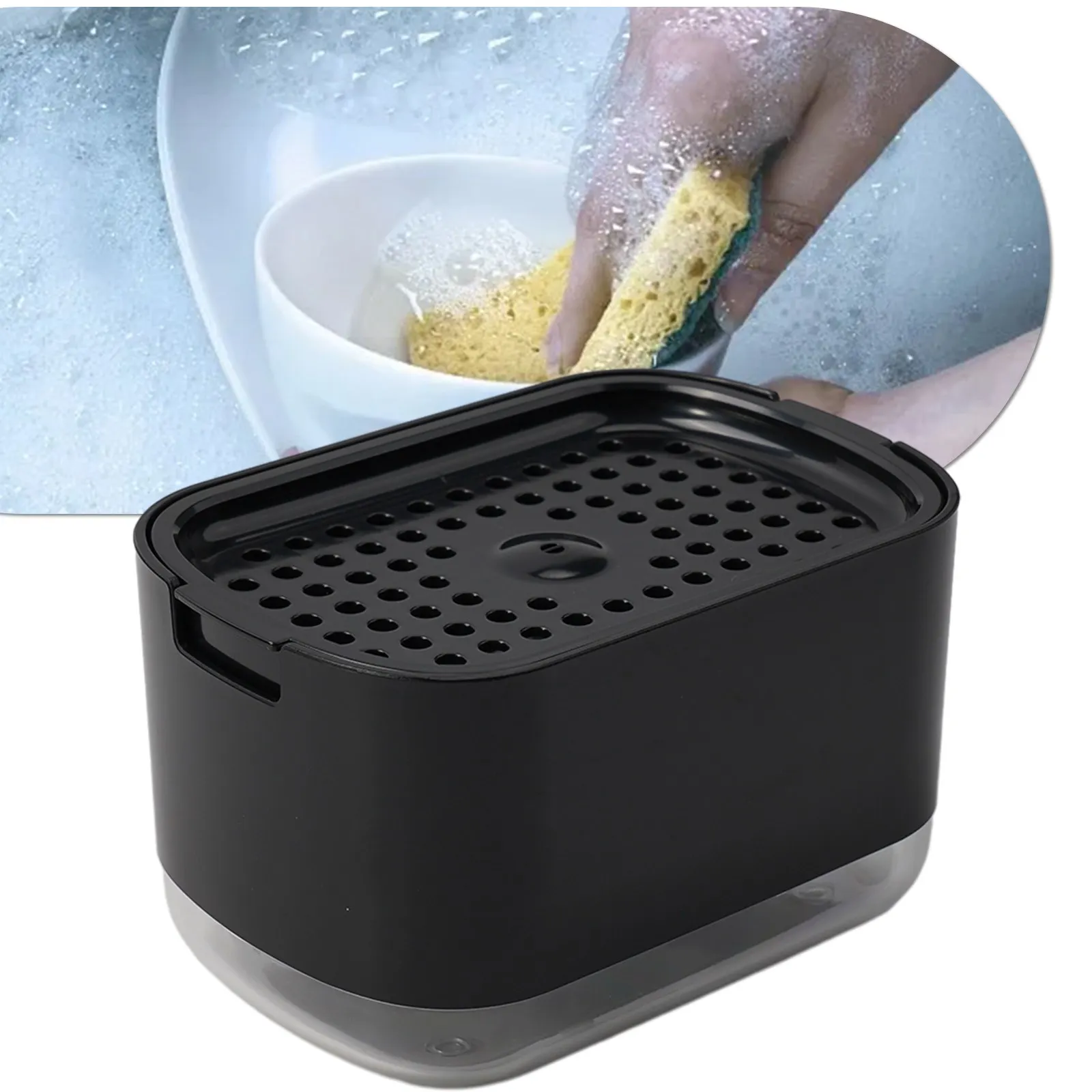Distributeur De Savon Liquide Étanche 2 En 1, Conteneur Avec Pompe Et Porte-Éponge, Accessoires, Matériel Salle Bains