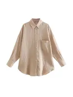 Women Fashion With Pocket Oversized Shirts Vintage Long Sleeve Button-up Female Blouses Blusas Chic Tops - Image 5