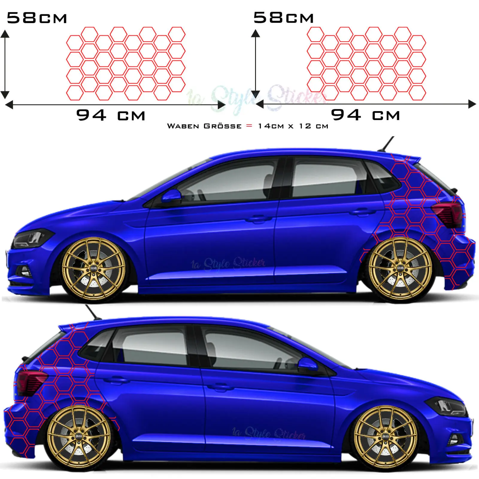 

2x wabenset Sticker Side Sticker Car Tattoo Decor Honeycomb 2er Set Diamond 63