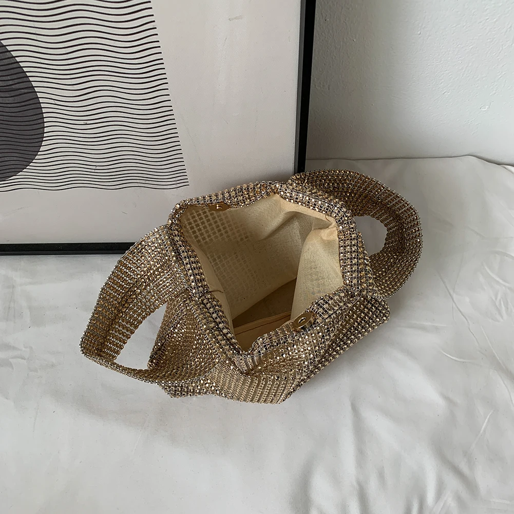 Women Fashion Sequin Bag Solid Color Rhinestone Shinny Clutch Bag Versatile Sparkly Evening Bags Female Evening Party Handbag