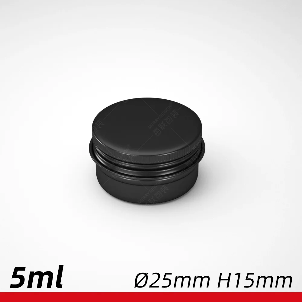 10Pcs 5g 10g 15g 20g 30g 50g 60g Empty Black Aluminum Tins Cans Screw Top Round Candle Spice Tins Cans with Screw Lid Containers