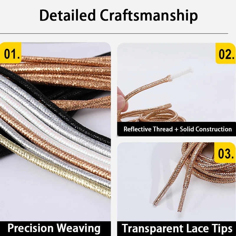Glittering Metallic Sparkle Shoe Laces - Vibrant Shiny Replacement for Sneakers, Boots & Casual Shoes