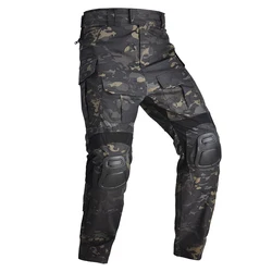 HAN WILD G3 pantalones de combate con rodilleras Airsoft, pantalones tácticos MultiCam para caza, Trekking, senderismo, camuflaje militar elástico