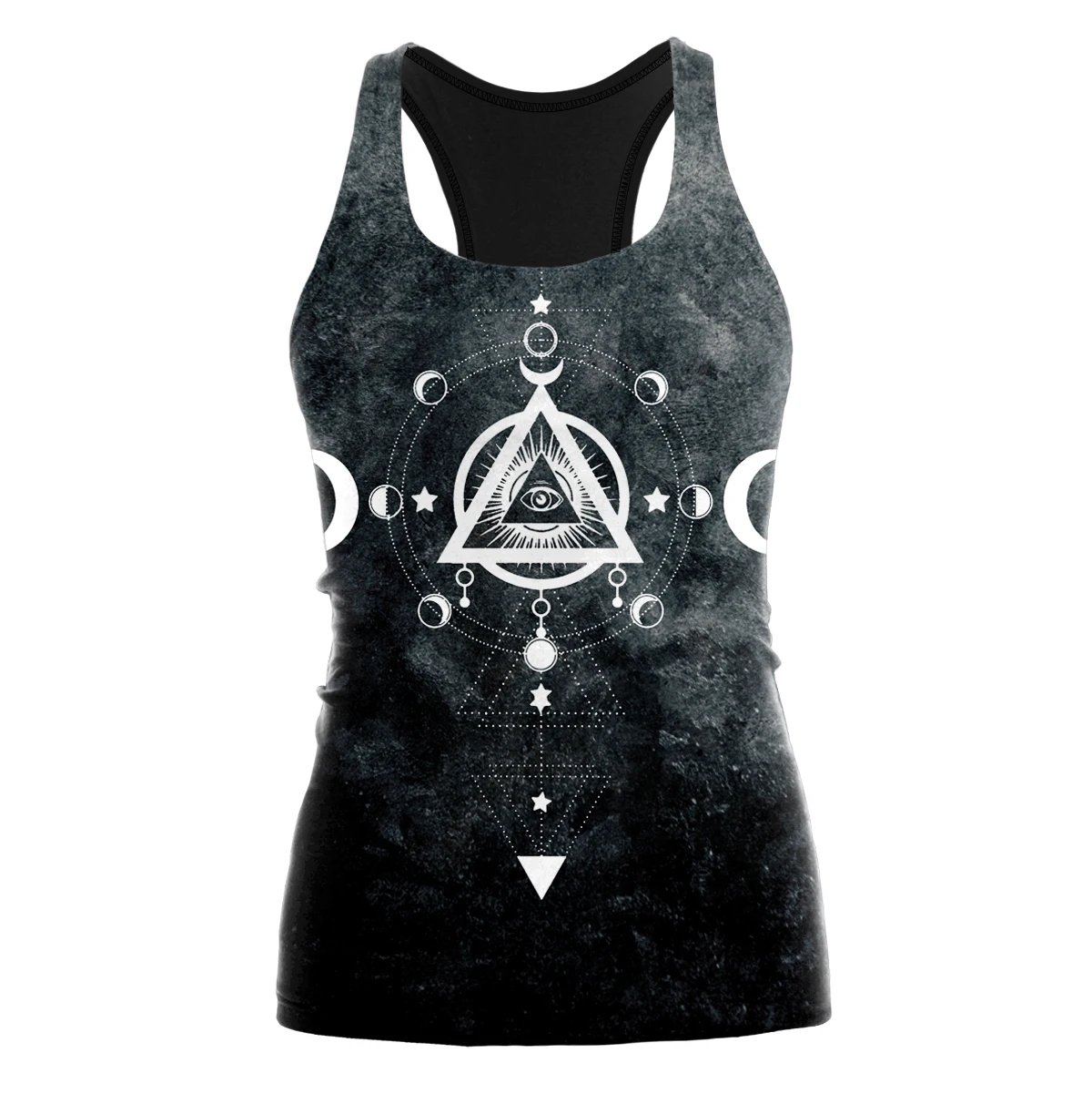 Nadanbao schwarz Sommer T-Shirt digital bedruckte Weste sternen klare dunkle Loch Muster Tops für Frauen sexy rücken freie Workout Camis – Detail 11