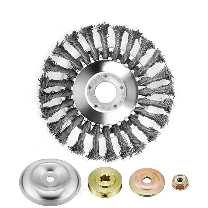 6 Inch Steel Wire Wheel Brush Disc Weed Brush Cutter Head Garden Weed Brush Lawn Mower Universal Grass Trimmer Heads Cutter Tool