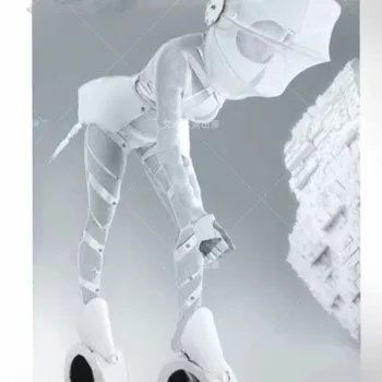 대형 체중계 흰색 중공 가죽 메쉬 코스튬, 미래 과학 기술 입자