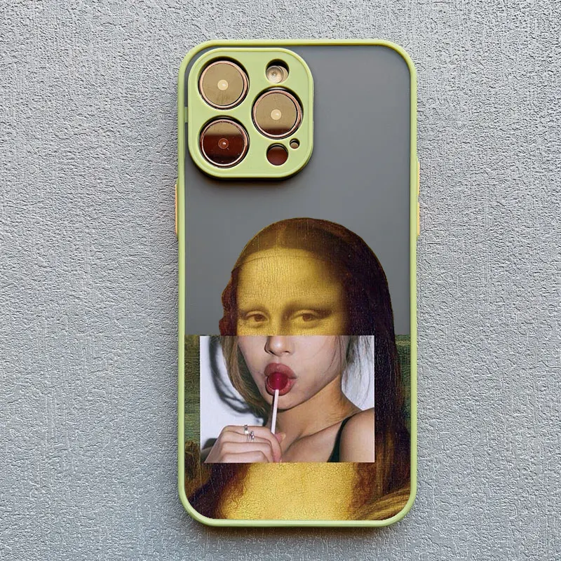 Artistic David & Mona Lisa Shockproof Phone Case - Aesthetic Design