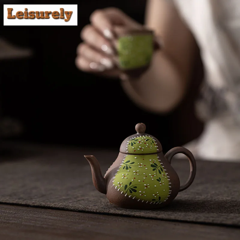 100ml Hand-painted Yellow Chrysanthemum Teapot Elegant Tea Infuser Pot Household Tea Maker Kettle With Filter Teaware Ornaments