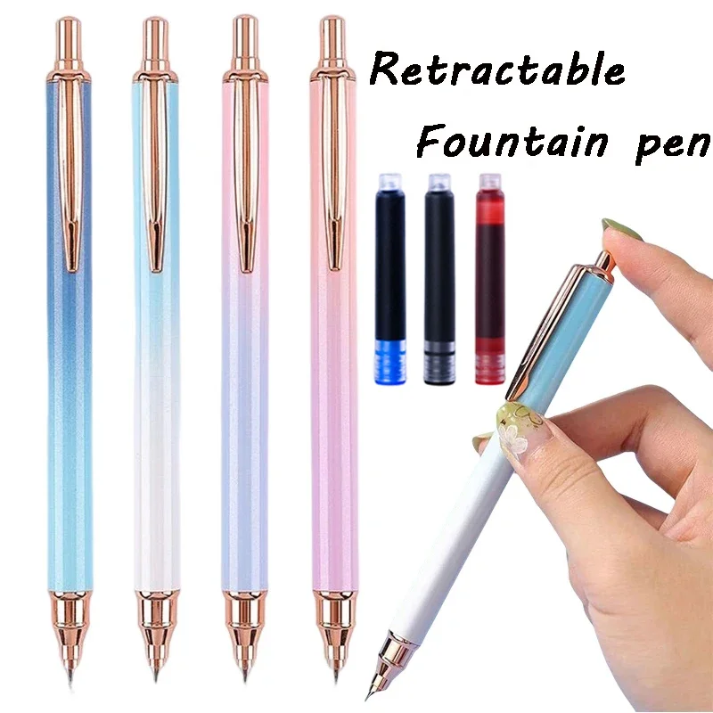 

Gradient Retractable Fountain Pen 0.38/0.5mm Replaceable Ink Sac Press Type Student Writing Practice Business Signature Supplies