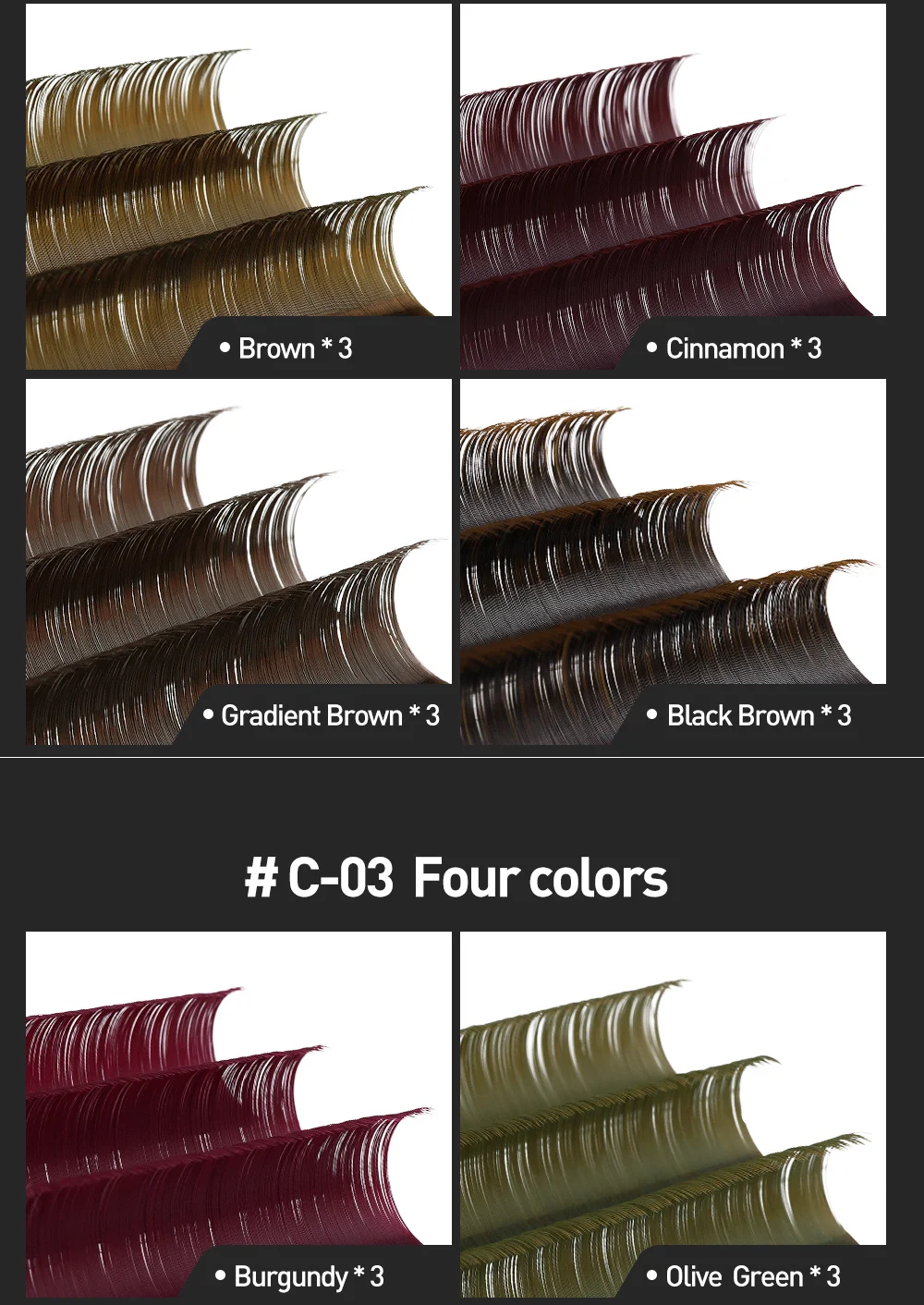 Sakurahana Macaron Wimpernverlängerungen 0,07mm 4 Farben Mix 12 Reihen, Superweiche PBT Tief Pigmentierte Wimpern für Salon-Volumen – Detail 5