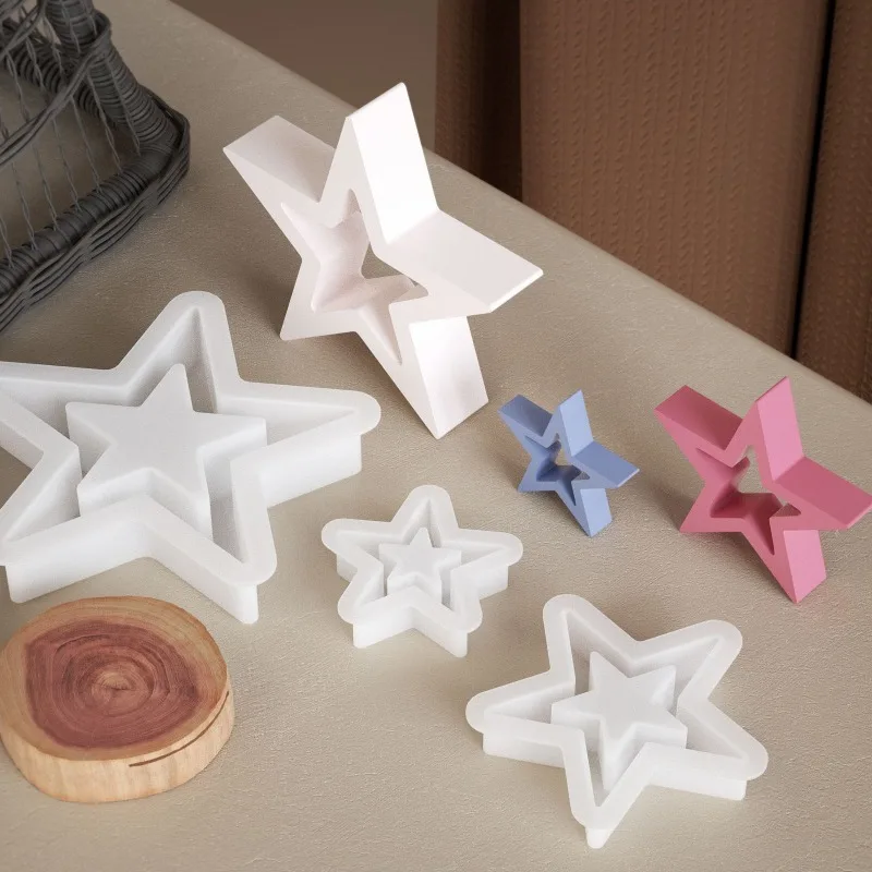 1pc Five-Pointed Hollow Star Silicone Mold Gypsum Plaster Crafts and Home Decorations-Ideal Forand Festive Occasions