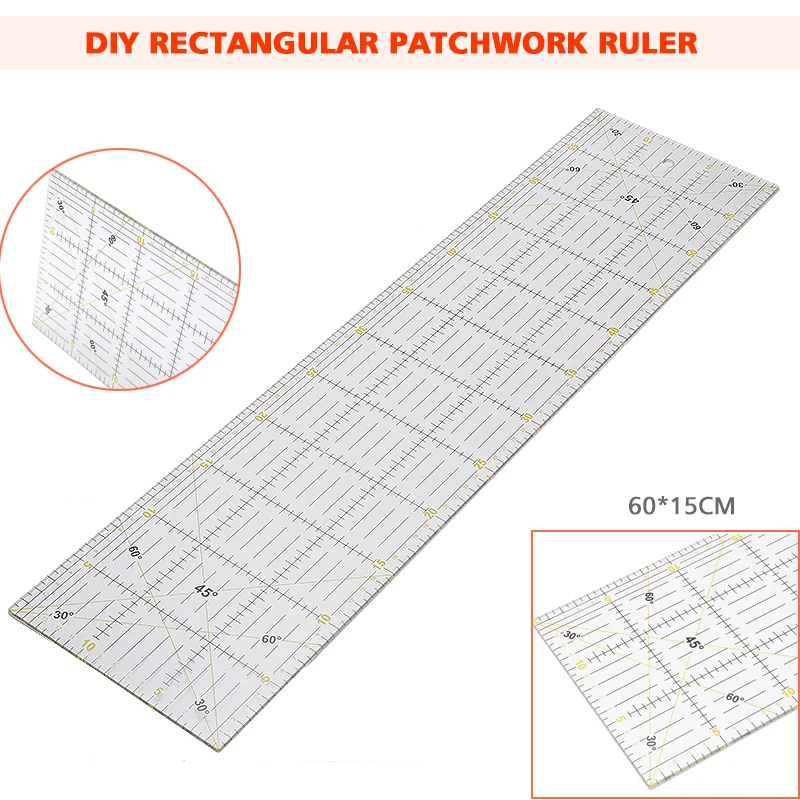 

1pc Acrylic Quilting Patchwork Ruler With Double Colored Grid Lines For Easy Precision Cutting For Sewing Crafting 60*15cm