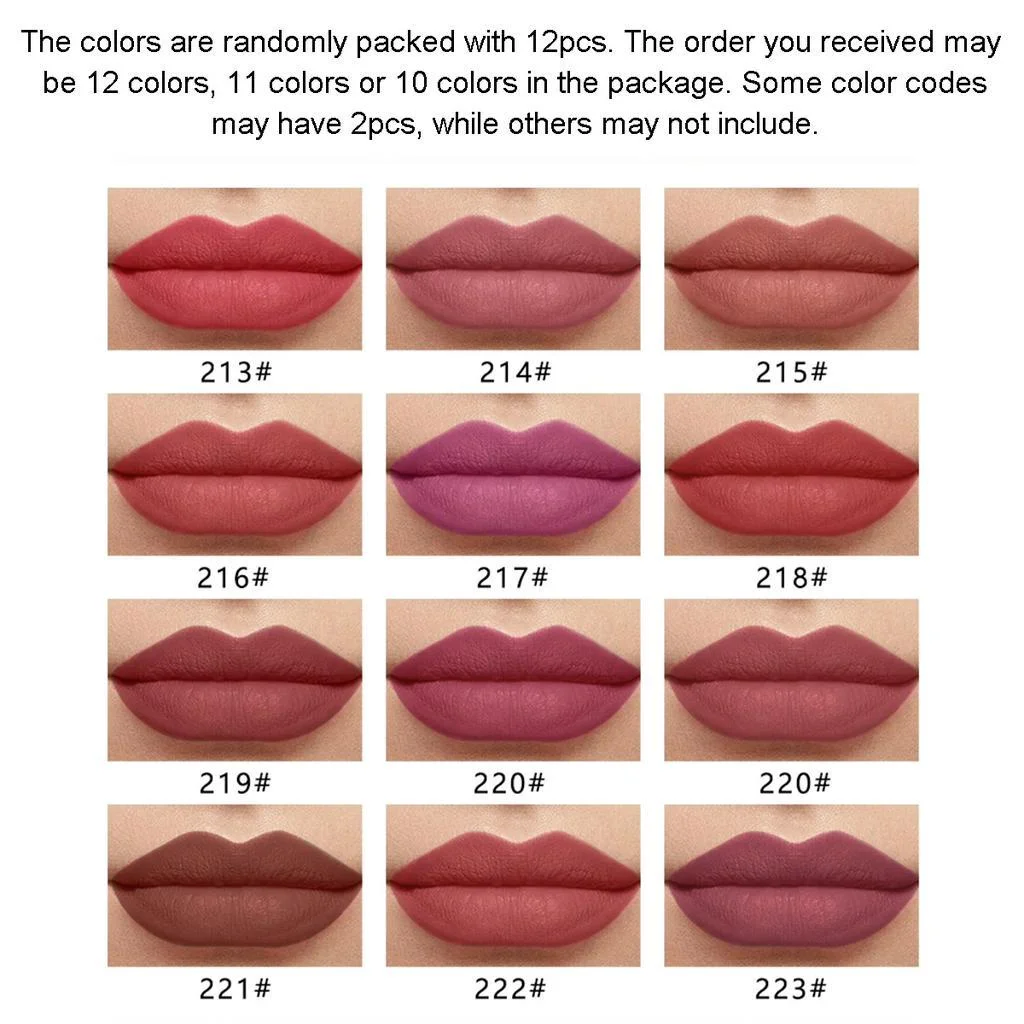 Matte High Pigmented Lip Pencil 12 Colors for Professional Makeup