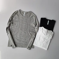 Vêtements de Yoga pour femmes, hauts de sport, col rond, sans couture, Slim, chemise de course, Fitness, entraînement, manches longues, t-shirt de gymnastique, hiver 3