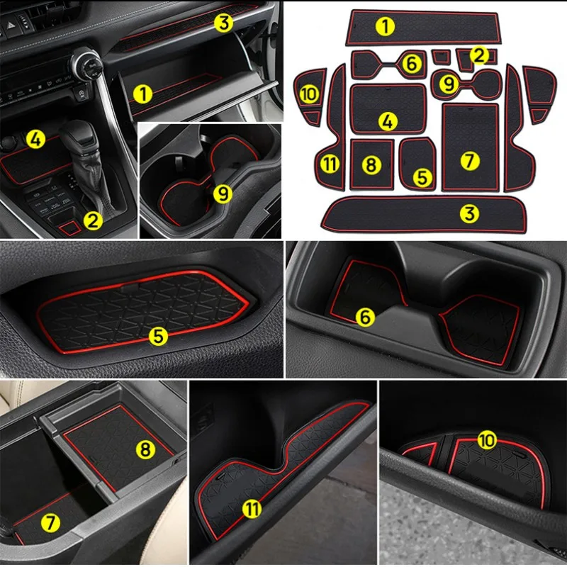 1 Set Auto-Antirutschmatten für Türfächer und Getränkehalter – Autozubehör für Toyota RAV4 XA50 2019 2020 2021 2022 2023 RAV 4 Hybrid