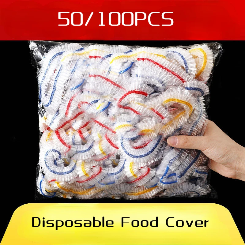 Food Cover Fresh Keeping Bags Plastic Food Storage Bags Plastic Wrap 50/100pcs Disposable Plastic Wrap Kitchen Tools Fruit Preservation Cover Food Grade Elastic Bowl Cover