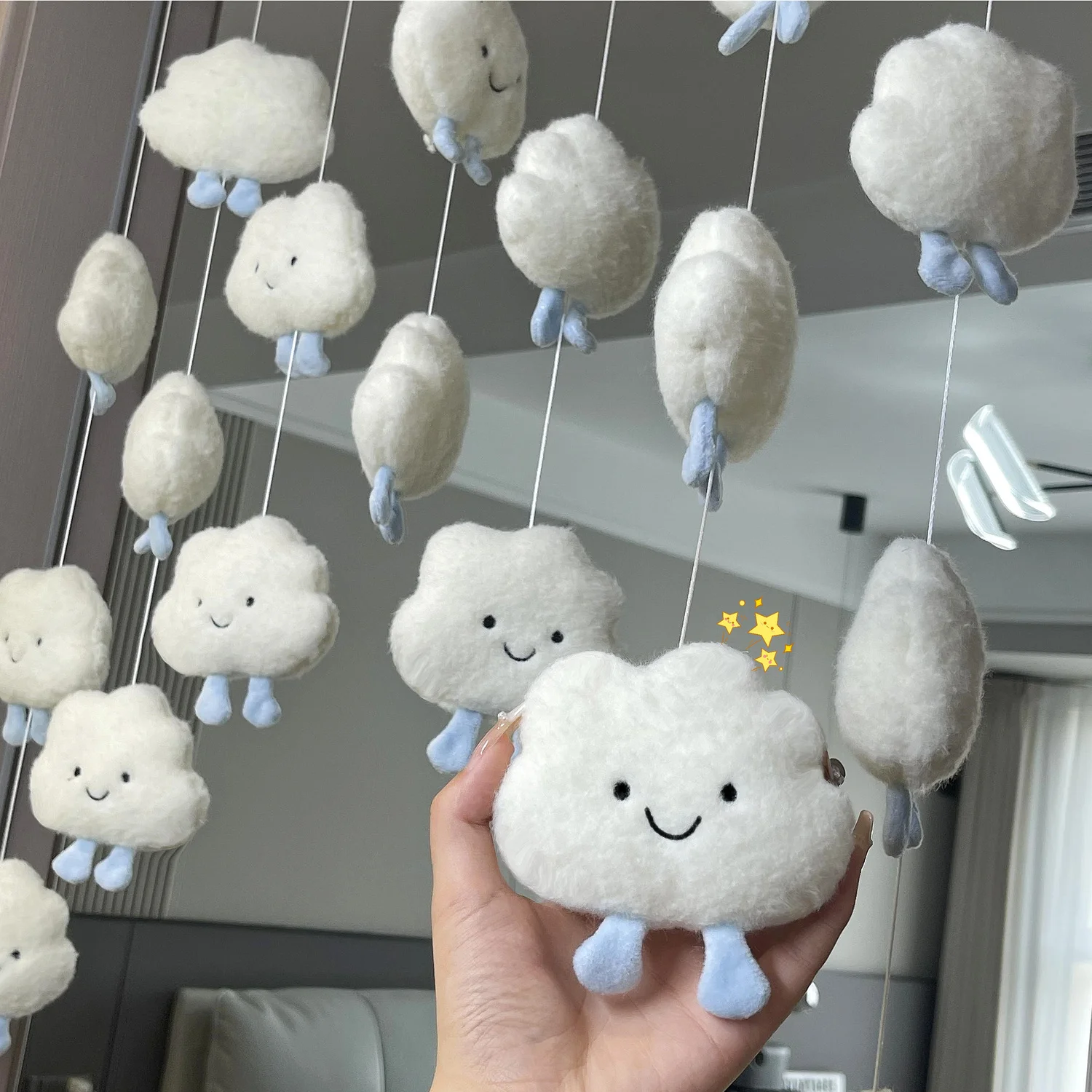 홈 구름 문 커튼 귀여운 크림 스타일 매달려 장식품 스타일 매달려 커튼 어린이 방 창조적 인 장식