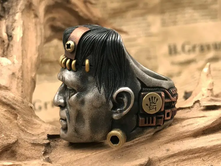 Vintage Fashion Science Eccentric Frankenstein Ring Unisex Hip-hop Punk Open Ring Banquet Jewelry Accessories Gift