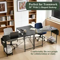 50 Inch L Shaped Reversible Corner Desk with CPU Stand & Storage Bag, Sturdy Metal Frame for Home Office Gaming 5