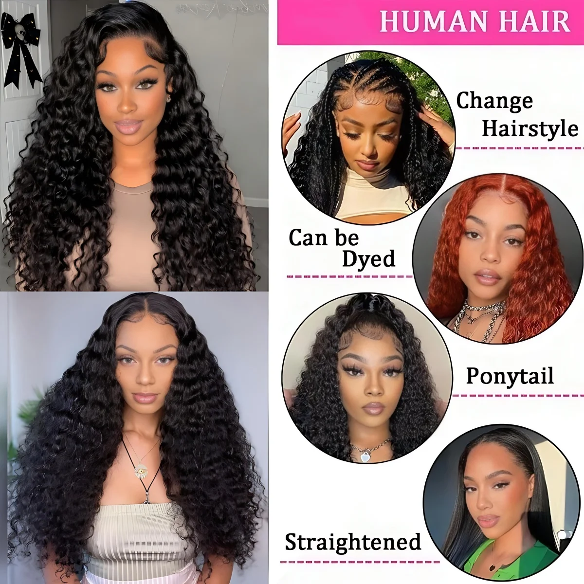 13x6 HD Lace Burmese Curly Deep Wave Human Hair Wig Glueless Curly Lace Front Human Hair Wigs for Woman 5x5 HD Lace Closure Wig 5
