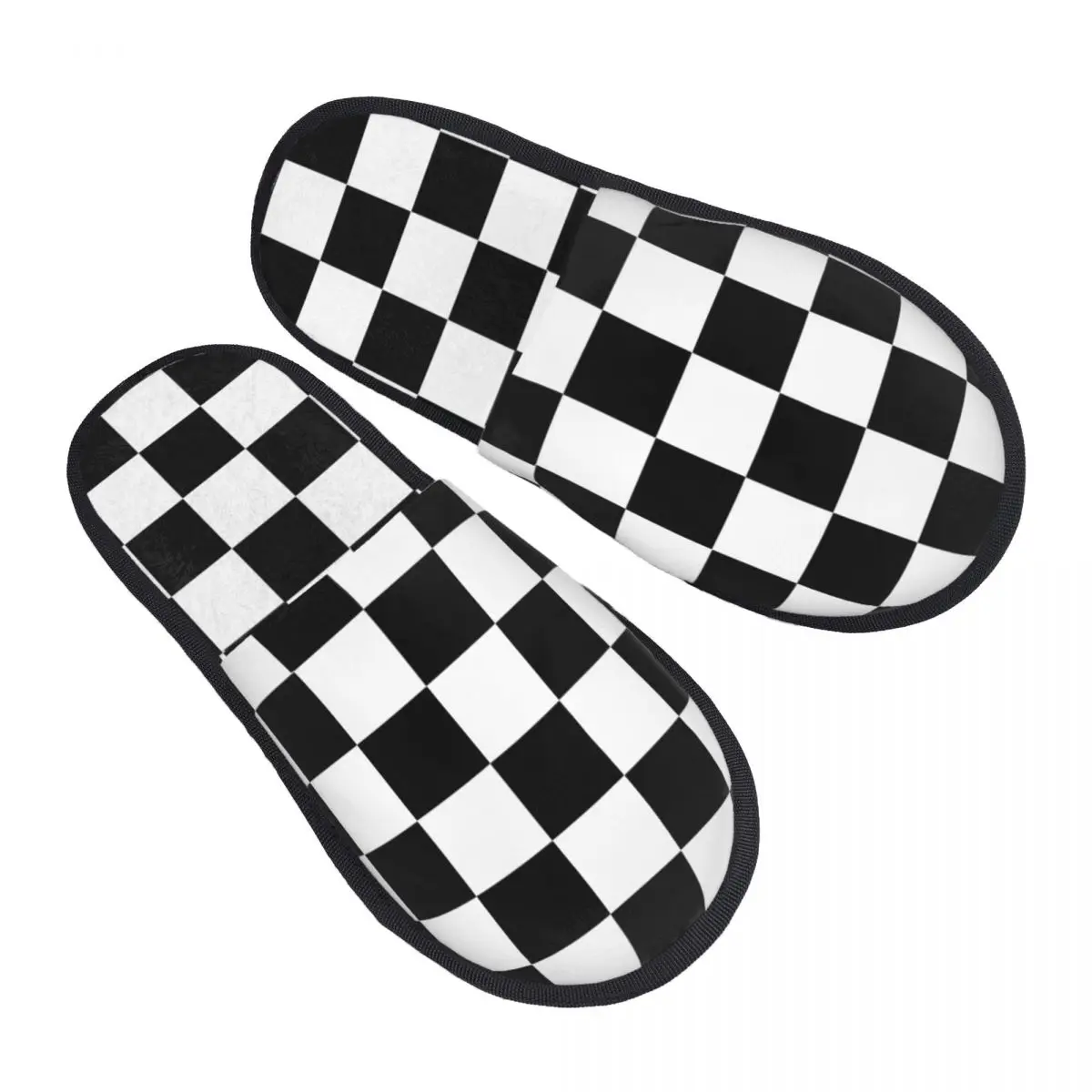

Black And White Check Men Women Furry slippers fashion special Home slippers