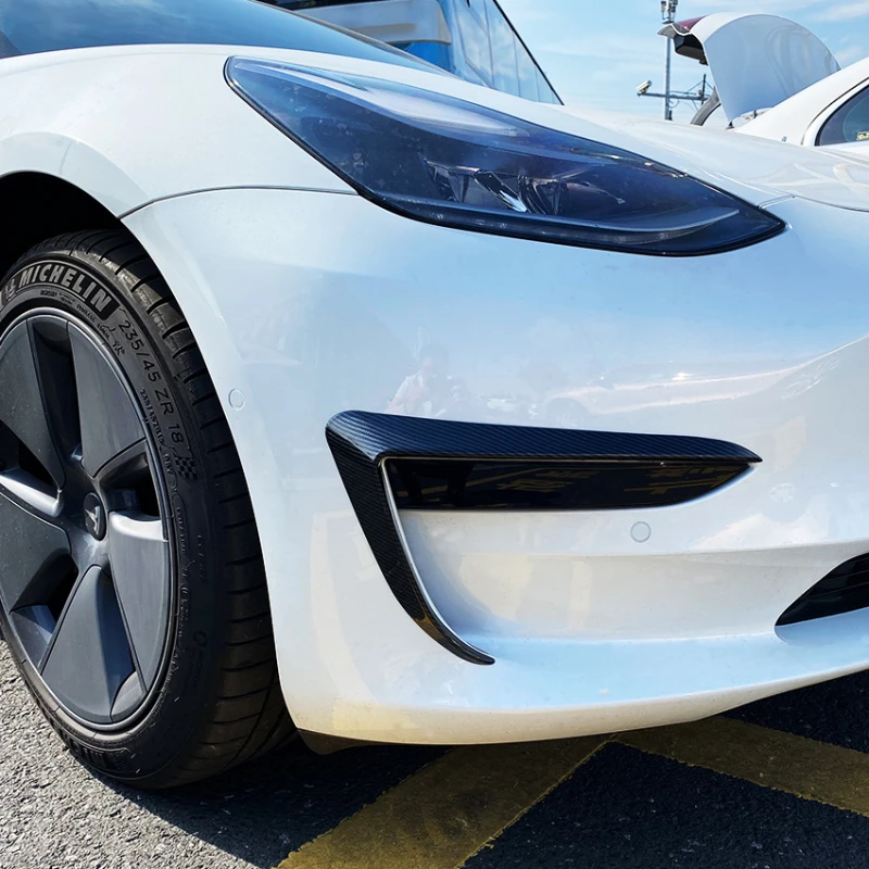Front Bumper Cover Wind Knife for Tesla Model 3 Y ABS Glossy Black Fog Lamp Trim